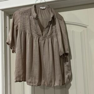 Wilfred cropped tan flowy blouse